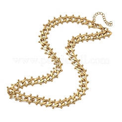 304 Stainless Steel Ball Tassel Cuban Link Chain Necklaces&nbsp;NJEW-K249-22G