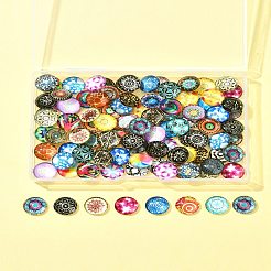 100Pcs Printed Glass Half Round Dome Cabochons&nbsp;GGLA-FS0001-13