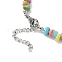Natural Dyed Freshwater Shell Colorful Nuggets Beaded Anklets for Women&nbsp;AJEW-AN00717