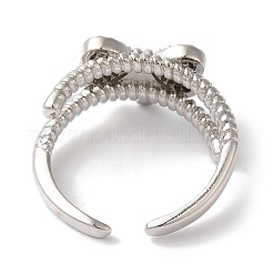 Bowknot Brass Micro Pave Clear Cubic Zirconia Open Cuff Rings for Women&nbsp;LS-RJEW-C098-01P