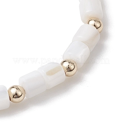 Natural Freshwater Shell Column Beaded Stretch Bracelets for Women&nbsp;BJEW-JB10934