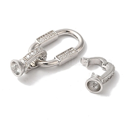 Oval Rectangle Rack Plating Brass Micro Pave Clear Cubic Zirconia Fold Over Clasps&nbsp;KK-A225-11P