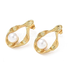 304 Stainless Steel & ABS Plastic Pearl Stud Earrings&nbsp;SA-CBA2696-34G