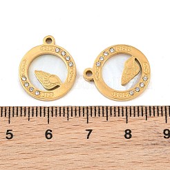 Ocean Theme 304 Stainless Steel & Natural Shell & Rhinestone Pendants&nbsp;SH-CBA72D5-01C-G