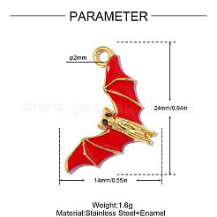 304 Stainless Steel with Red Enamel Pendants&nbsp;SA-OY001-77G