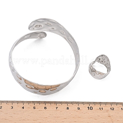 Snake Shape Hammered Iron Cuff Bangle & Ring&nbsp;SJEW-G085-01P