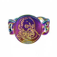 Textured Flat Round Cuff Rings&nbsp;RJEW-N038-015