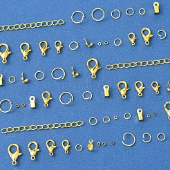 DIY 304 Stainless Steel Open Jump Rings & Alloy Lobster Claw Clasps & Folding Crimp Ends Jewelry Making Findings Kits&nbsp;DIY-FS0008-14