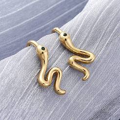 Snake Brass Micro Pave Cubic Zirconia Dangle Earrings&nbsp;EJEW-G425-04G-02