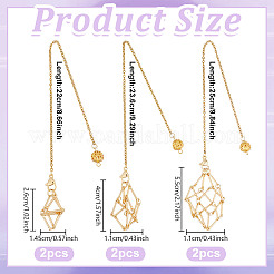6Pcs 3 Styles 304 Stainless Steel Chain Macrame Pouch Empty Stone Holder Dowsing Pendulums&nbsp;HJEW-UN00066