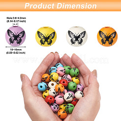 80Pcs 8 Colors Printed Natural Wood Beads&nbsp;WOOD-FW0001-09
