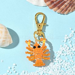 Crayfish Glass Seed Beads Pendant Decorations&nbsp;HJEW-MZ00352-02