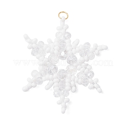 3Pcs 3 Colors Glass Seed Beaded Snowflake Pendants&nbsp;PALLOY-MZ00890