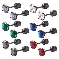 12Pcs 6 Colors Cubic Zirconia Diamond Stud Earrings&nbsp;EJEW-TA0001-09