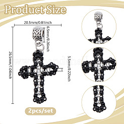 2Pcs Glass Seed Beaded Cross Pendants&nbsp;PALLOY-GO00073