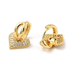 Clear Cubic Zirconia Heart Dangle Hoop Earrings&nbsp;X-EJEW-G297-08G