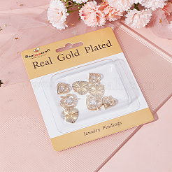 9Pcs 3 Style Brass Micro Pave Clear Cubic Zirconia Pendants&nbsp;ZIRC-BBC0002-13