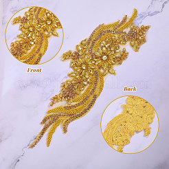 Flower & Leaf Glass Rhinestone Embroidery Cloth Sew on Appliques&nbsp;PATC-WH0008-131