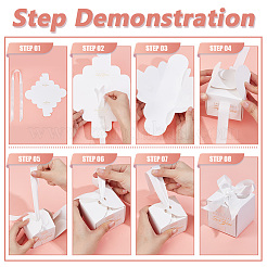 Square Paper Wedding Candy Storage Boxes with Ribbon&nbsp;CON-WH0001-80