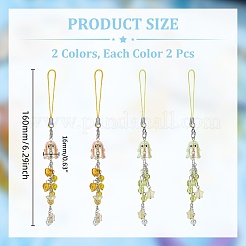 4Pcs 2 Colors Halloween Ghost Stat Acrylic & Glass Ghost Star Mobile Straps&nbsp;HJEW-WR00022