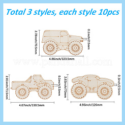 30Pcs 3 Styles Car Unfinished Wood Cutouts Decoration&nbsp;DIY-WH20011-62