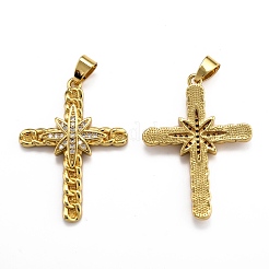 Brass Micro Pave Clear Cubic Zirconia Pendants&nbsp;ZIRC-J025-35G