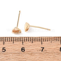 Brass Micro Pave Clear Cubic Zirconia Triangle Stud Earrings&nbsp;EJEW-L278-03G