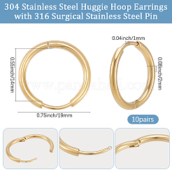 10 Pairs 304 Stainless Steel Huggie Hoop Earrings&nbsp;EJEW-BBC0002-32