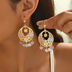 Flat Round Brass Chandelier Earrings&nbsp;OO4723-3