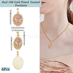 6Pcs Brass Enamel Pendants&nbsp;KK-BBC0020-53
