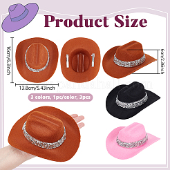3Pcs 3 Colors Non-woven Fabric with Rhinestones and Iron Alligator Hair Clips&nbsp;AJEW-NB0008-69