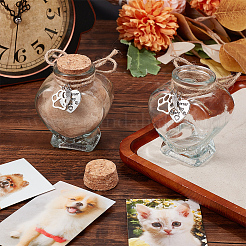 3Pcs Heart Shaped Pet Hair Memorial Bottle with Paw Print Charms&nbsp;AJEW-NB00002