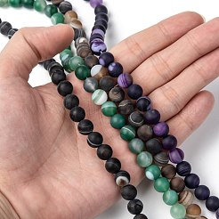 Natural Striped Agate/Banded Agate Bead Strands&nbsp;G-K166-12-8mm
