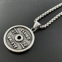 Vintage 304 Stainless Steel Gym Barbell Pendant Necklaces for Men&nbsp;FT9457