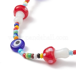 Mushroom Handmade Lampwork Beaded Necklaces for Women&nbsp;NJEW-JN03983