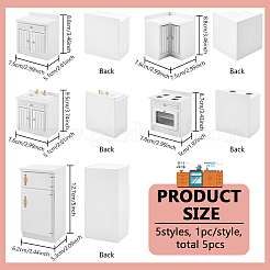 5Pcs Birch Wood Mini Cabinet Set&nbsp;DJEW-WH0042-124