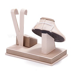 Wooden Clovered with PU Leather Jewelry Displays&nbsp;ODIS-F005-02D
