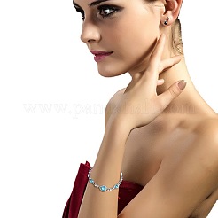 Flat Round Alloy Rhinestone Link Bracelets&nbsp;WGFE8E3-01