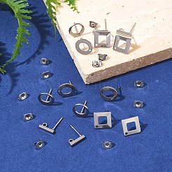 16Pcs 4 Styles 304 Stainless Steel Stud Earring Findings&nbsp;STAS-FS0001-83P