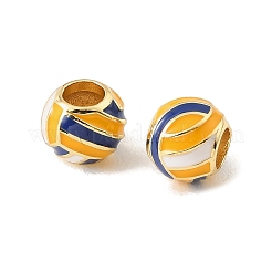 Sports Ball Brass Enamel European Beads&nbsp;KK-CBAF2EC-03G-05