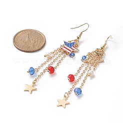 Independence Day Alloy Enamel Star Tassel Dangle Earrings&nbsp;EJEW-TA00188