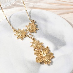 304 Stainless Steel Flower with 3 Ladybug Pendant Necklaces&nbsp;SA-CBA2C2A-03G