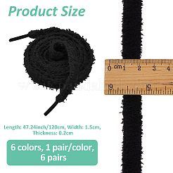 6 Pairs 6 Colors Plush Cloth Shoelaces&nbsp;AJEW-FH0005-97B