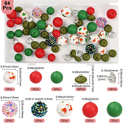 64Pcs Round & Rondelle Food Grade Eco-Friendly Silicone Beads&nbsp;SIL-SP0001-19G