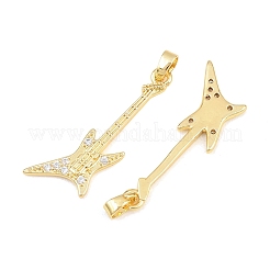 Brass Clear Cubic Zirconia Pendants&nbsp;KK-E800-11G