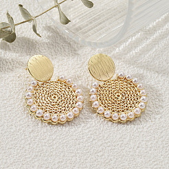 Alloy Plastic Pearl Dangle Stud Earrings&nbsp;FS-WG98DC8-01