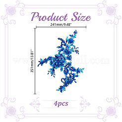 Flower Polyester Embroidery Sew on Appliques&nbsp;PATC-WH0020-33E