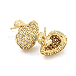 Brass Micro Pave Cubic Zirconia Ear Studs&nbsp;EJEW-P261-30G