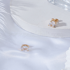 1Pair Brass Micro Pave Clear Cubic Zirconia Stud Earrings&nbsp;EJEW-LP0008-013G