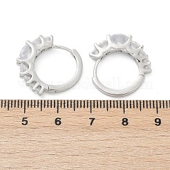 Brass Clear Cubic Zirconia Hoop Earrings&nbsp;EJEW-Q016-14P